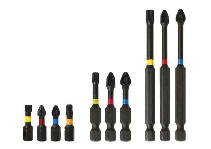 Las puntas de torsión e impacto de Heller están ahora disponibles en tres longitudes: 25, 50 y 90 mm. Las puntas de torsión e impacto de Heller están ahora disponibles en tres longitudes: 25, 50 y 90 mm.